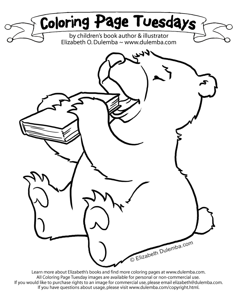 dulemba: Coloring Page Tuesday - Book-eating Bear