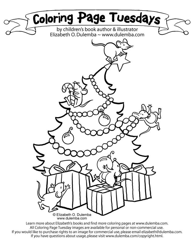 Coloring Page Tuesday - Christmas Mice title=