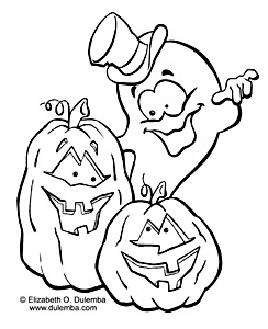 Ghost Coloring Pages on Dulemba  Coloring Page Tuesday    Ghost With Pumpkins