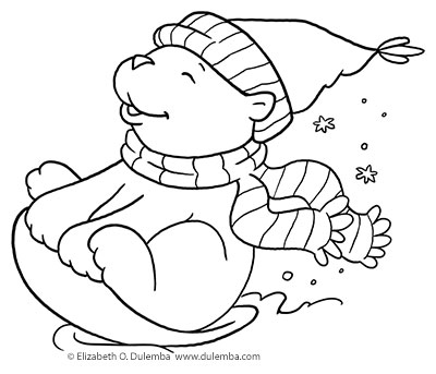 dulemba: Coloring Page Tuesday - Sledding Bear!