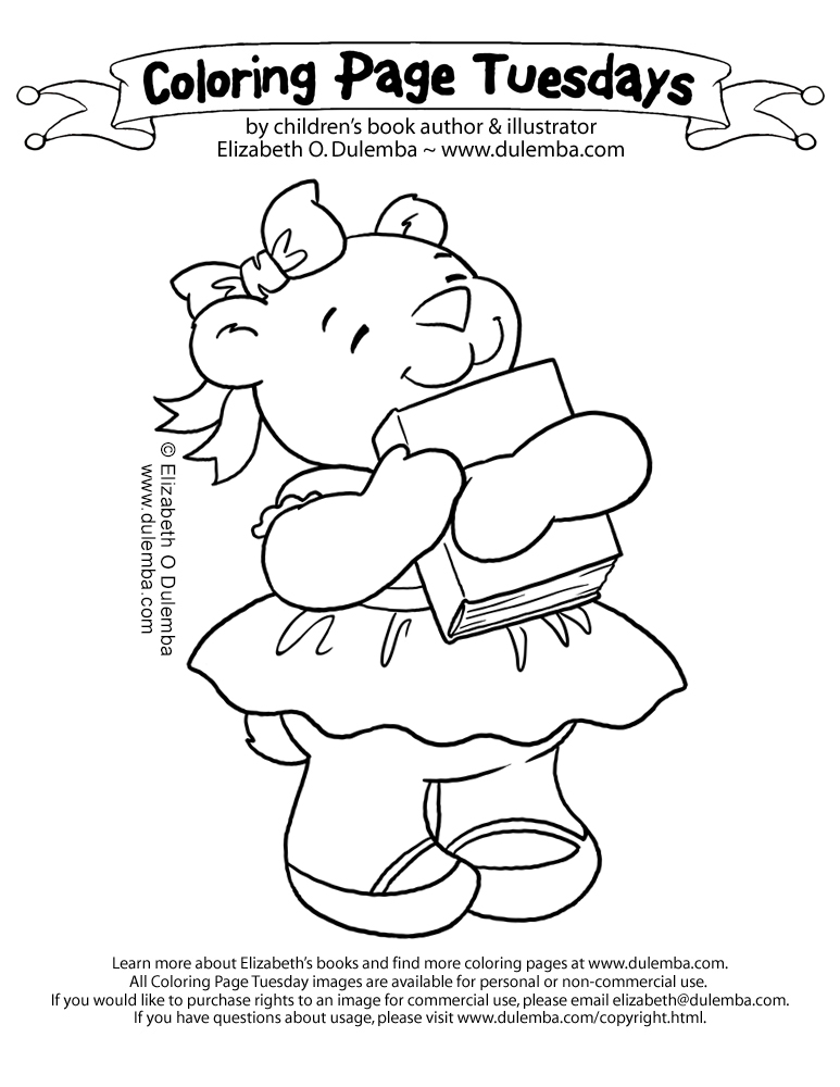 dulemba: Coloring Page Tuesday - Book Loving Bear